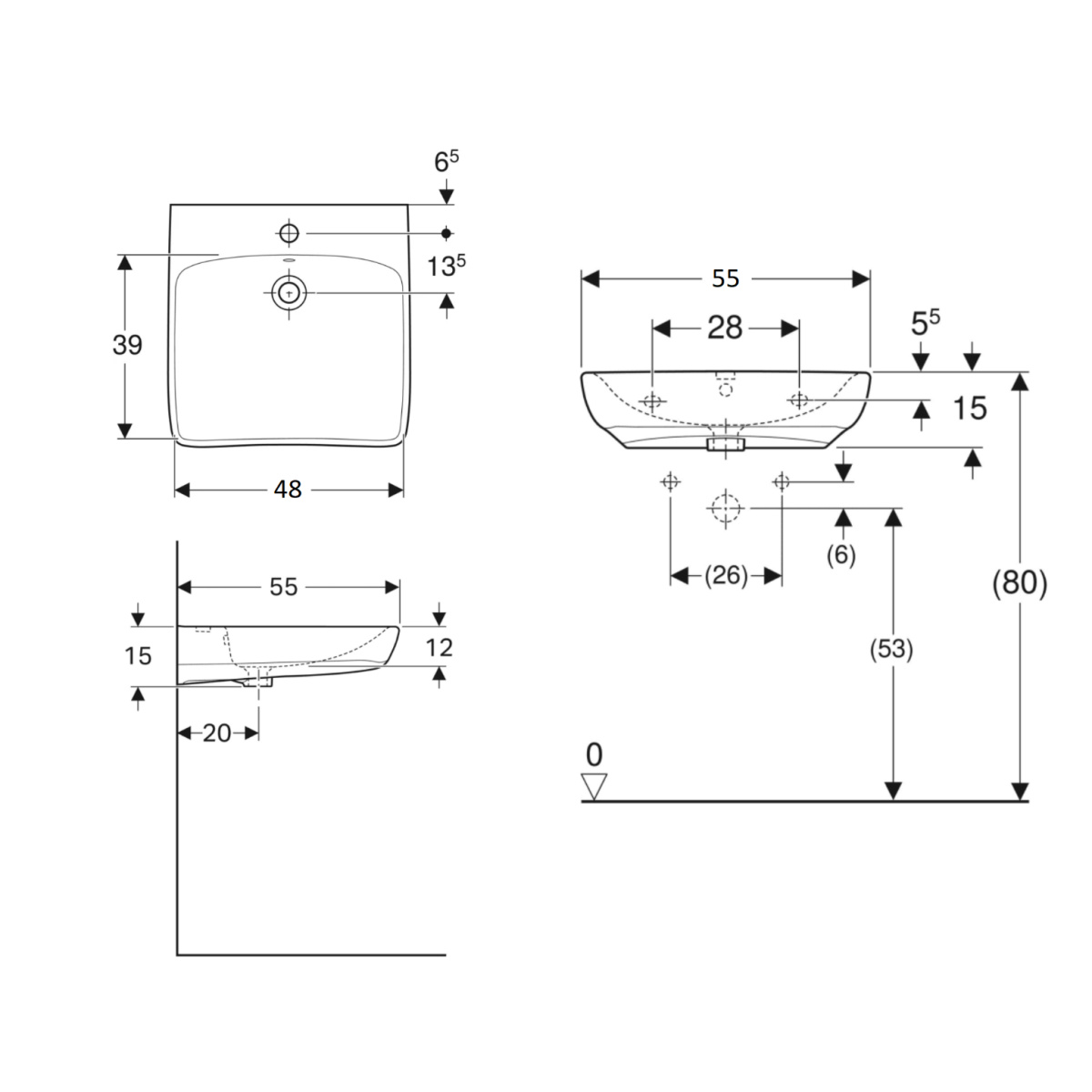 ΝΙΠΤΗΡΑΣ SELNOVA COMFORT 55x48cm ΕΠΙΤΟΙΧΟΣ ΛΕΥΚΟΣ GEBERIT - Image 2