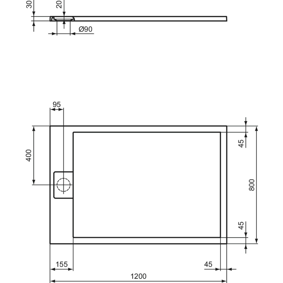 ΝΤΟΥΖΙΕΡΑ ΑΚΡΥΛΙΚΗ 120x80x3 ULTRA FLAT S iLIFE CONCRETE GREY IDEAL - Image 2