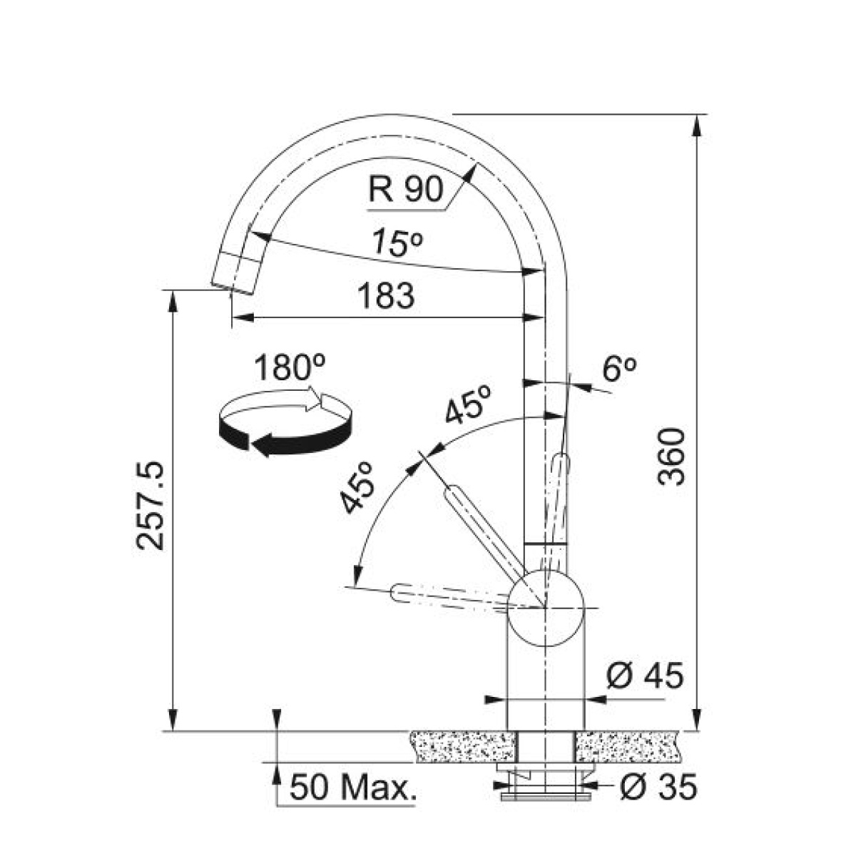 ΜΠΑΤΑΡΙΑ ΚΟΥΖΙΝΑΣ LEDA NEO STANDARD INOX ΨΗΛΗ FRANKE - Image 2