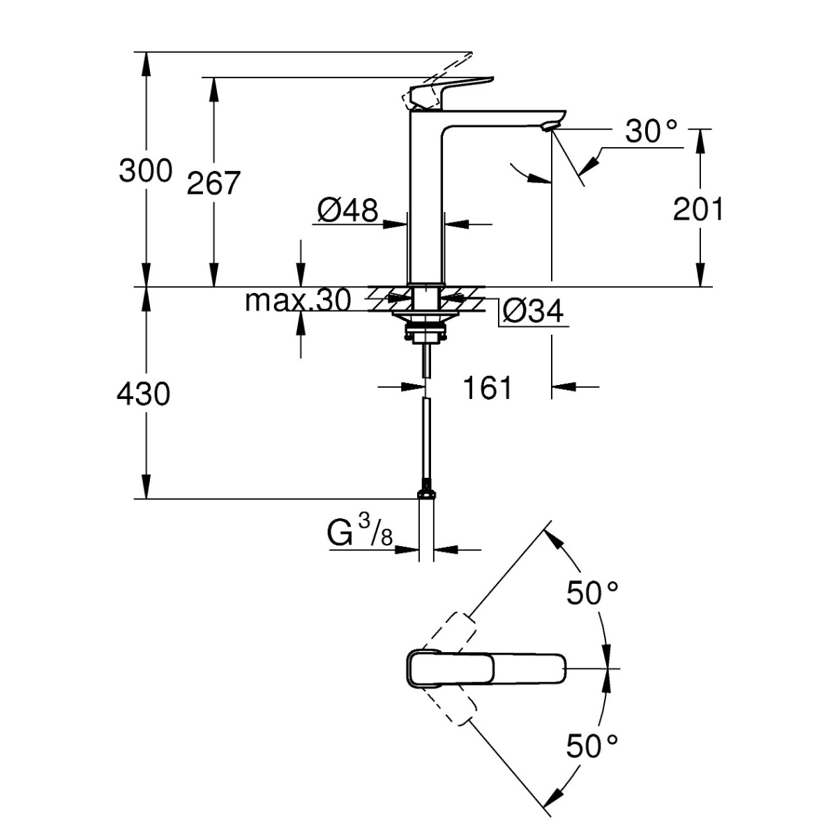ΜΠΑΤΑΡΙΑ ΝΙΠΤΗΡΟΣ CUBEO 1017290000 ΨΗΛΗ ΧΡΩΜΕ GROHE - Image 2