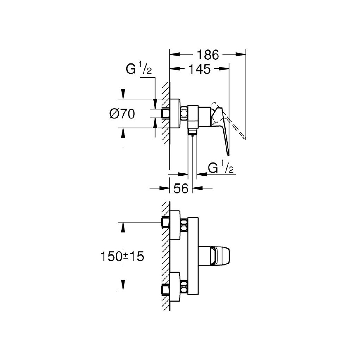 ΜΠΑΤΑΡΙΑ ΝΤΟΥΖΙΕΡΑΣ CUBEO 1018242430 BLACK MAT GROHE - Image 2