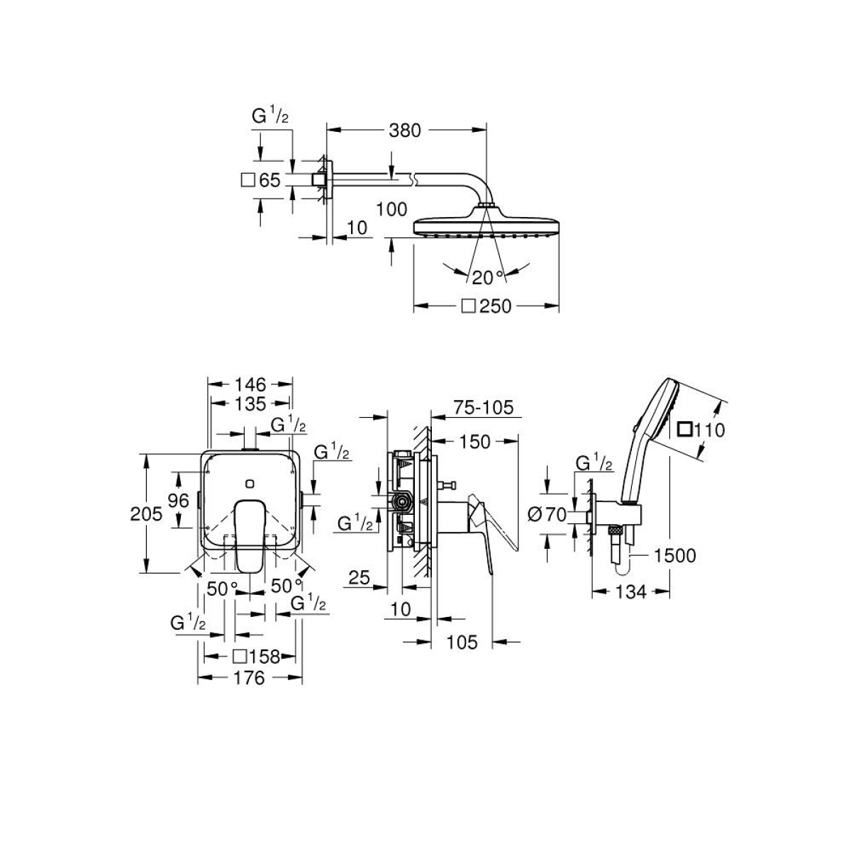 ΣΕΤ ΕΝΤΟΙΧΙΣΜΟΥ CUBEO 1053360000 ΧΡΩΜΕ GROHE - Image 2