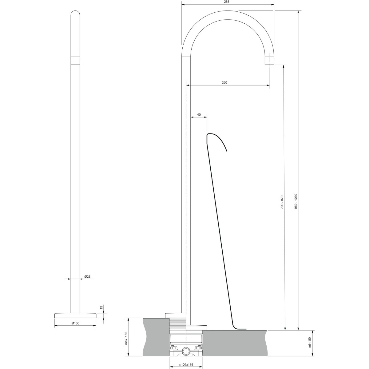 ΕΚΡΟΗ ΛΟΥΤΡΟΥ ΔΑΠΕΔΟΥ JOY MAGNETIC GREY PVD IDEAL - Image 2