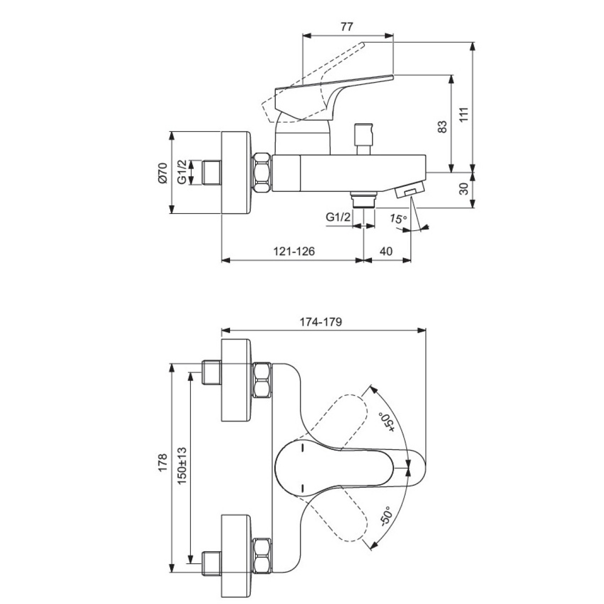 ΜΠΑΤΑΡΙΑ ΛΟΥΤΡΟΥ CERABASE ΣΕΤ ΧΡΩΜΕ IDEAL - Image 2