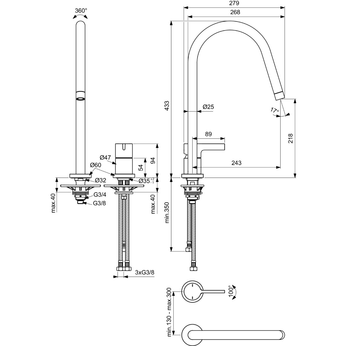 ΜΠΑΤΑΡΙΑ ΝΕΡΟΧΥΤΗ GUSTO MAGNETIC GREY PVD IDEAL - Image 2