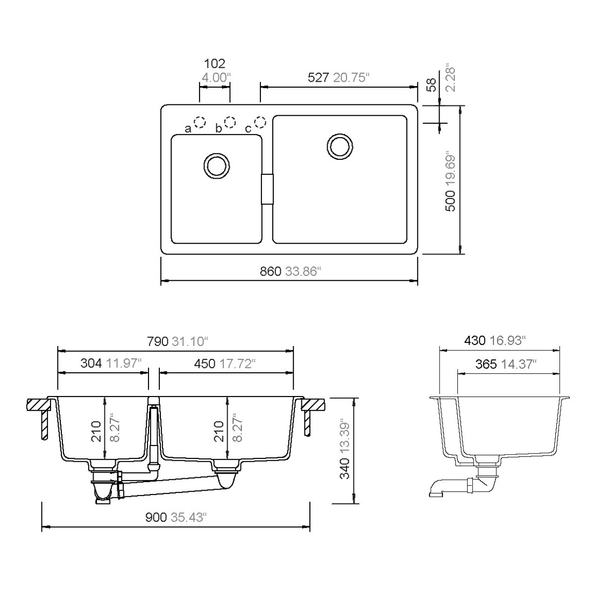ΝΕΡΟΧΥΤΗΣ ΓΡΑΝΙΤΗ 86x50 MANHATTAN 30291 CRISTALITE CONCRETE SHOCK - Image 2
