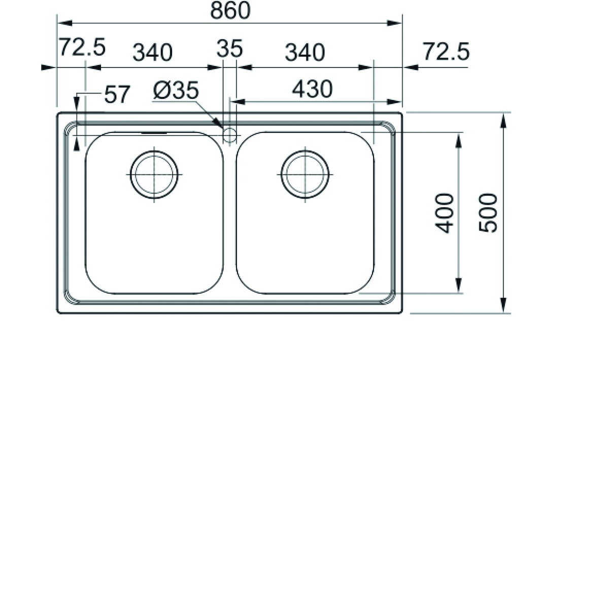 ΝΕΡΟΧΥΤΗΣ ΑΝΟΞΕΙΔΩΤΟΣ SMART SRX 620 86x50cm  ΛΕΙΟΣ FRANKE - Image 2