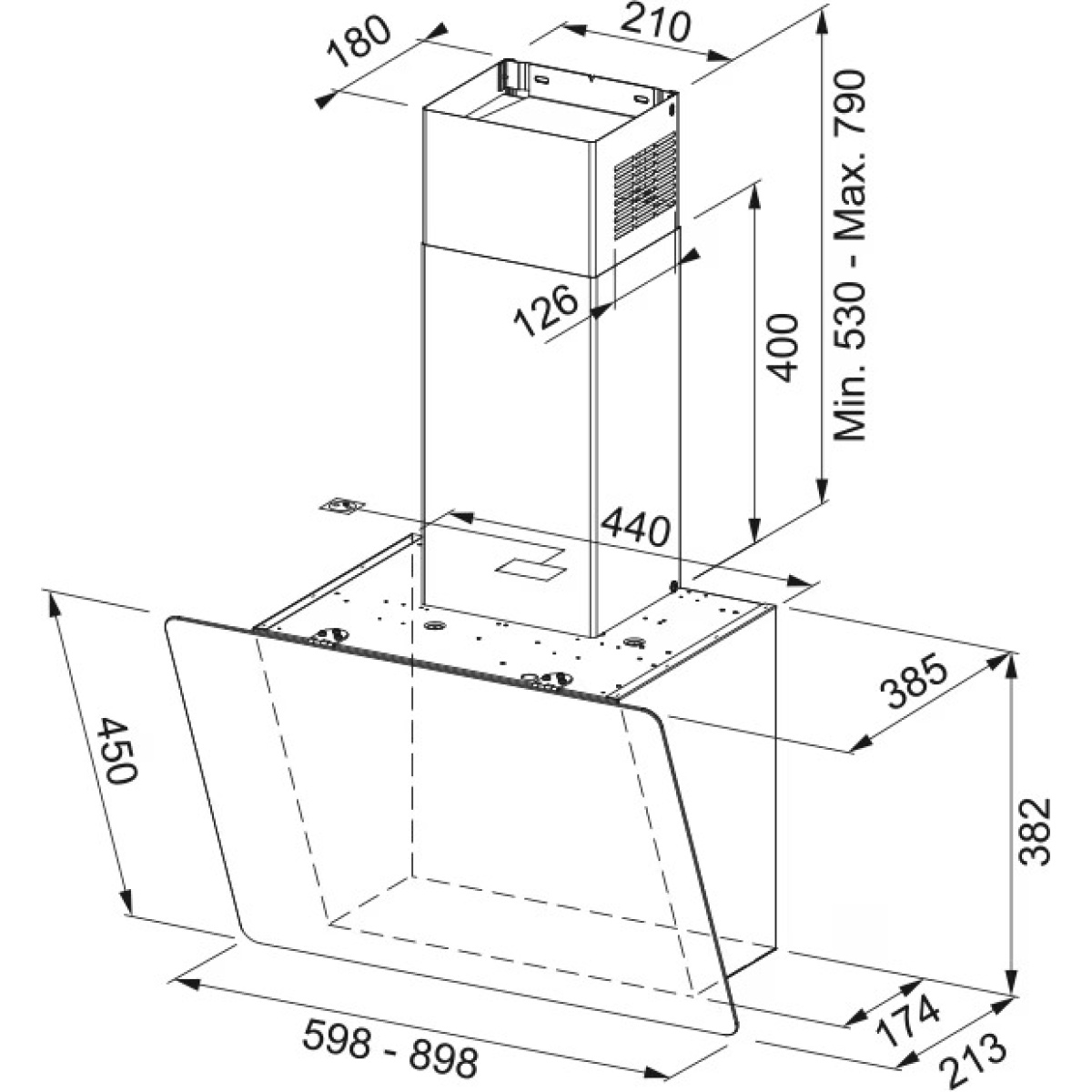 ΑΠΟΡΡΟΦΗΤΗΡΑΣ ΚΑΜΙΝΑΔΑ SMART 2.0 615 60cm ΜΑΥΡΟ ΓΥΑΛΙ FRANKE - Image 2