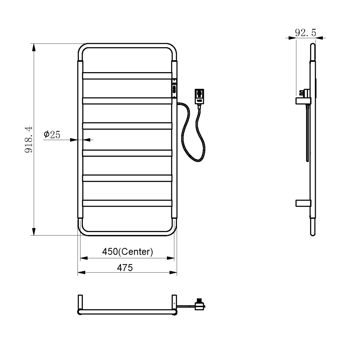 ΣΩΜΑ ΛΟΥΤΡΟΥ ΗΛΕΚΤΡΙΚΟ 950x475mm BRUSHED NICKEL PICCADILLY - Image 2