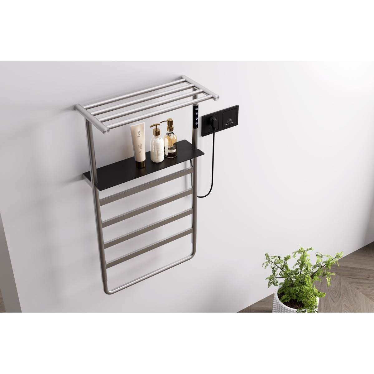 ΣΩΜΑ ΛΟΥΤΡΟΥ ΗΛΕΚΤΡΙΚΟ 870x475 ΜΕ ΡΑΦΙ BRUSHED NICKEL PICCADILLY - Image 3