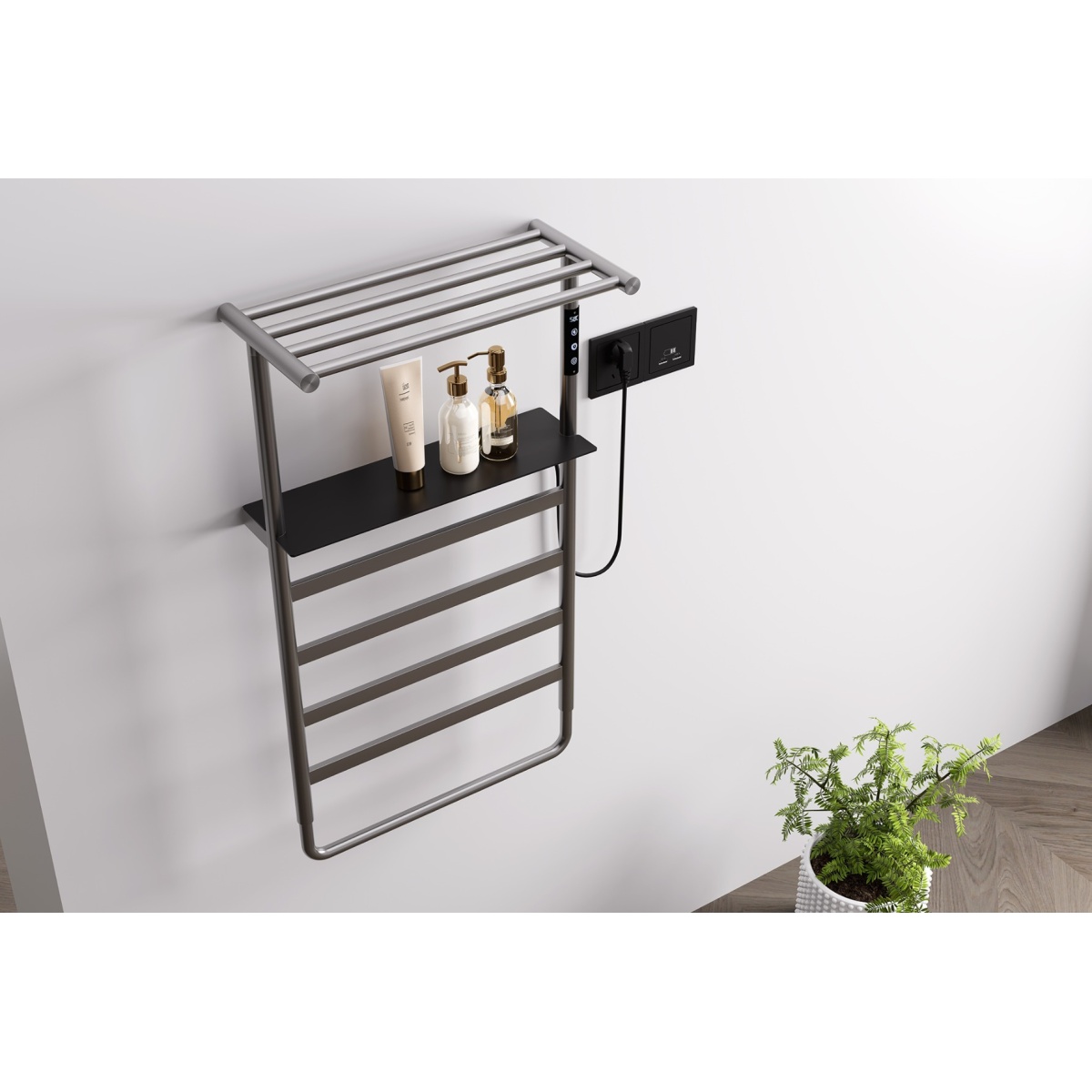 ΣΩΜΑ ΛΟΥΤΡΟΥ ΗΛΕΚΤΡΙΚΟ 870x475 ΜΕ ΡΑΦΙ BRUSHED GREY PICCADILLY - Image 3