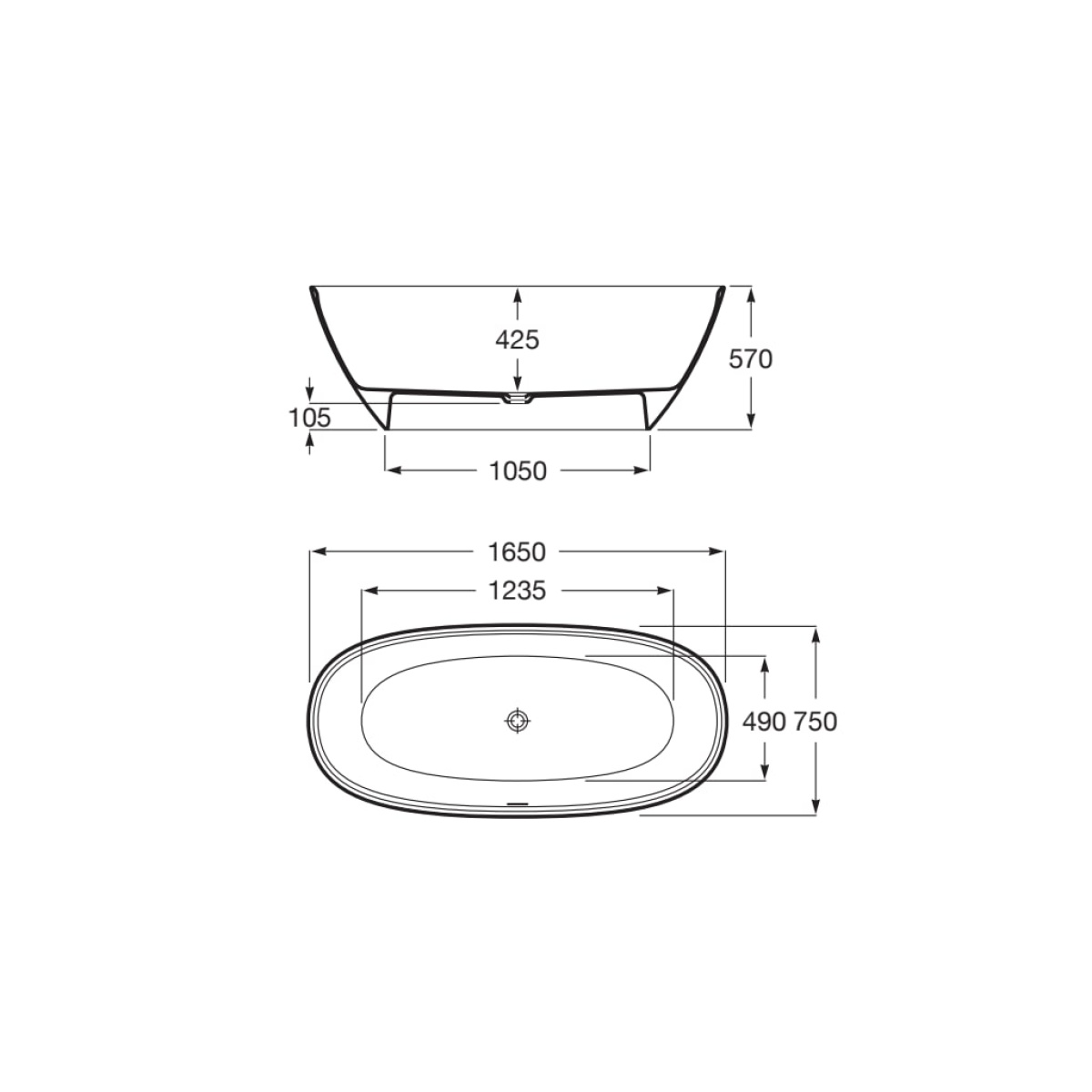ΜΠΑΝΙΟ ARIANE 165x75 ΕΛΕΥΘΕΡΗΣ ΤΟΠΟΘΕΤΗΣΗΣ ΛΕΥΚΟ ROCA - Image 2