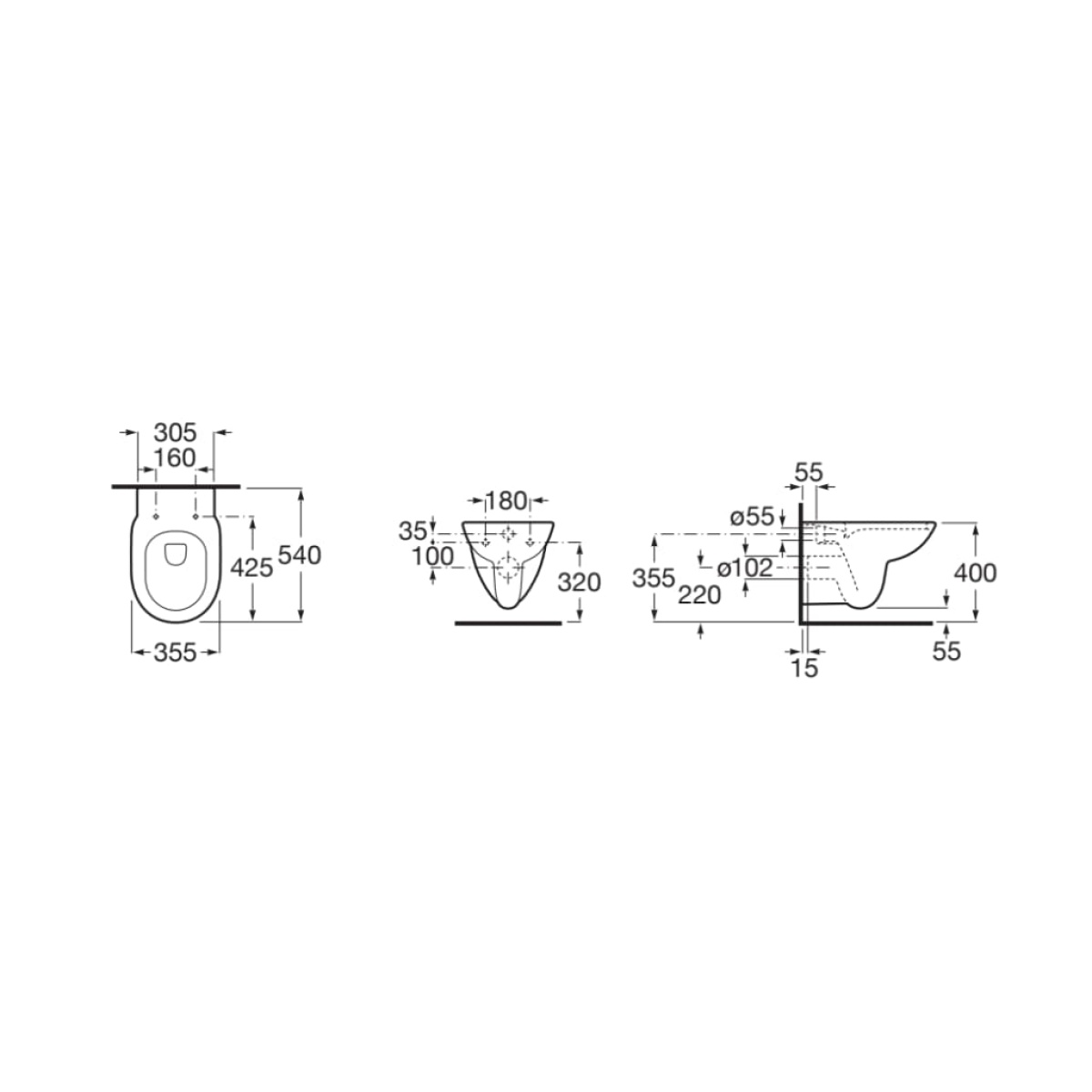 ΣΕΤ ΛΕΚΑΝΗΣ ΚΡΕΜΑΣΤΗΣ DEBBA ROUND RIMLESS ΜΕ ΚΑΠΑΚΙ SOFT CLOSE ΛΕΥΚΟ ROCA - Image 3