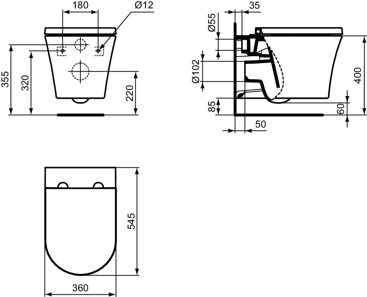 ΣΕΤ ΛΕΚΑΝΗΣ ΚΡΕΜΑΣΤΗΣ LDV AQUADABLE ΜΕ ΚΑΠΑΚΙ SOFT CLOSE SLIM ΛΕΥΚΟ IDEAL - Image 2