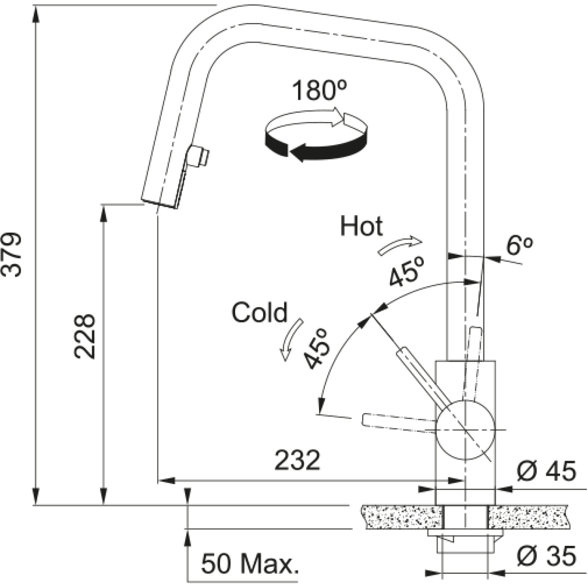 ΜΠΑΤΑΡΙΑ ΝΕΡΟΧΥΤΗ KUBUS SPRAY II ΜΕ ΝΤΟΥΣ INOX FRANKE - Image 2