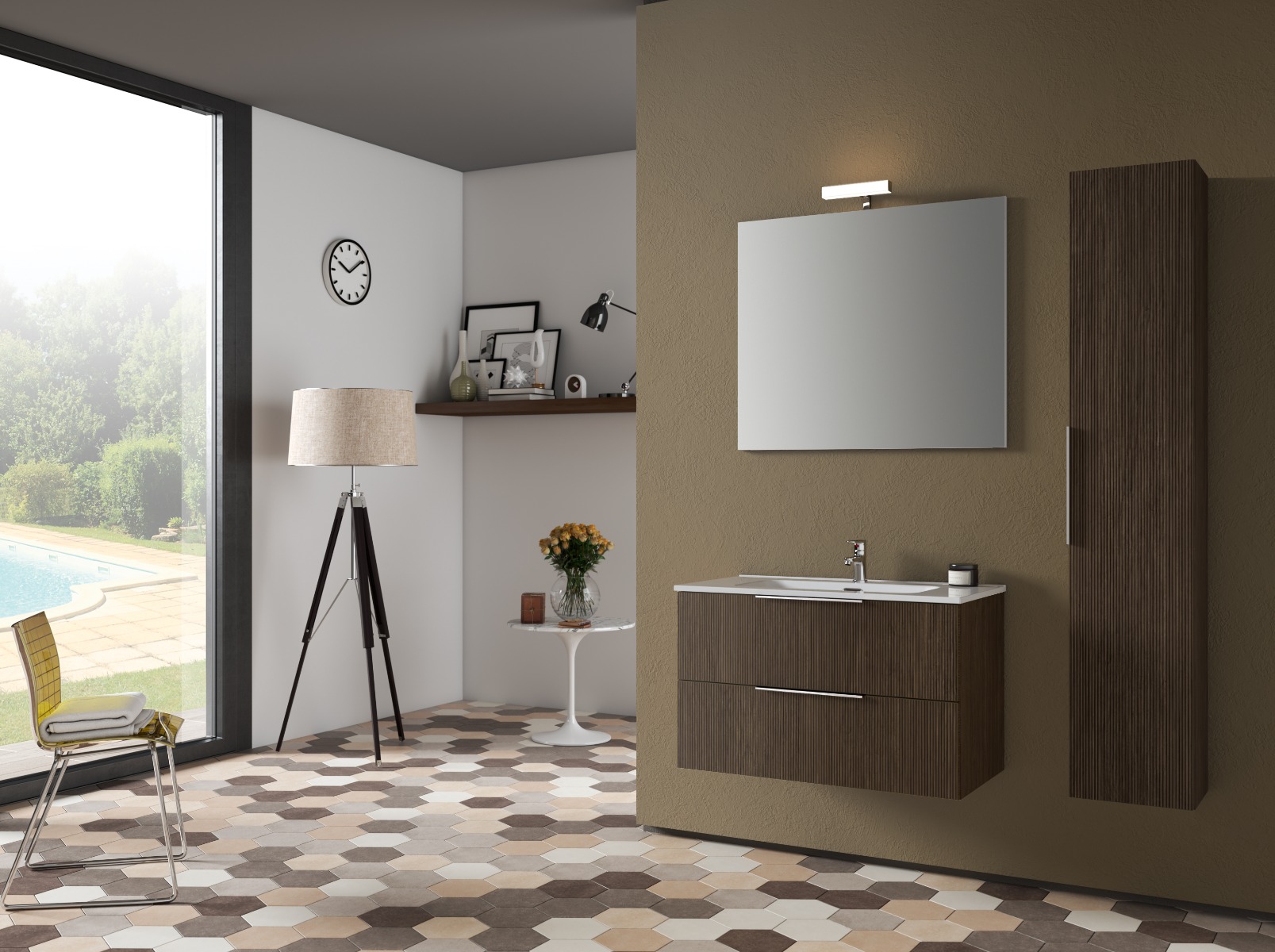 ΣΕΤ ΕΠΙΠΛΟΥ ΜΠΑΝΙΟΥ 4ΤΜΧ ZOE 80cm ΚΡΕΜΑΣΤΗ INDAGLIO DARK PICCADILLY - Image 1