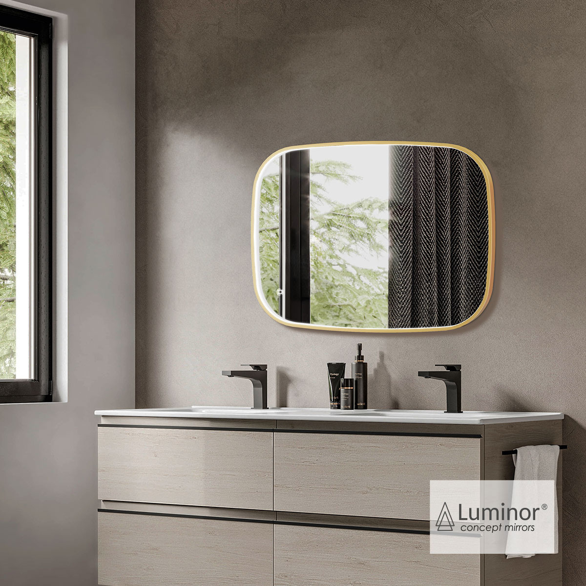 Καθρέπτης Μπάνιου FIZ 60x80 Luminor Gold Brushed - Image 3