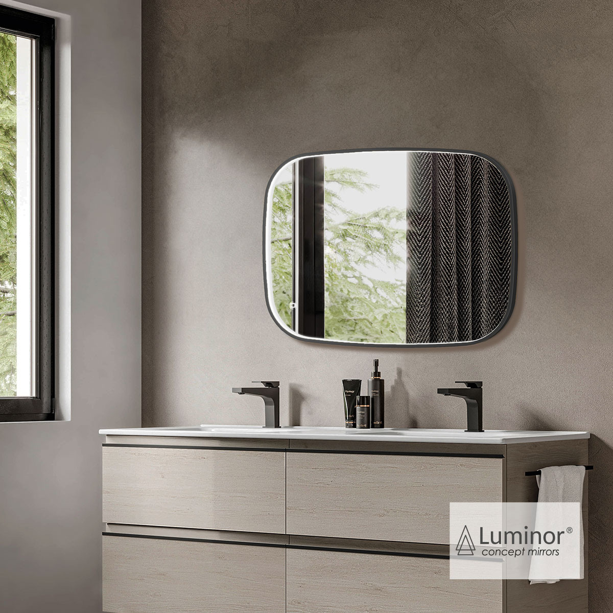 Καθρέπτης Μπάνιου FIZ 60x80 Luminor Black Brushed - Image 3