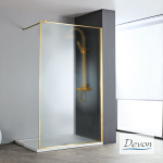 Διαχωριστικό κρύσταλλο ντουζιέρας IWIS Walk-in 70 ρυθμιζόμενo από 66 έως 68εκ., Devon Fluted Clean Glass PVD AISI304 Gold Brushed