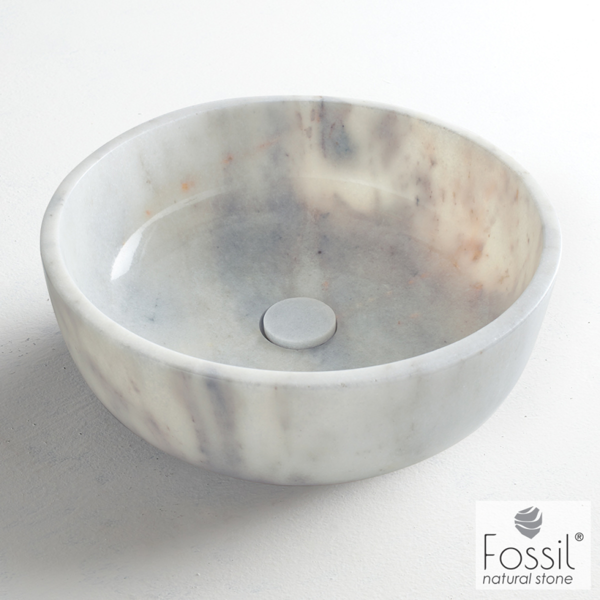 Νιπτήρας Μαρμάρινος Thalo Φ33 h.12.5 Fossil Carrara Nuovo - Image 2