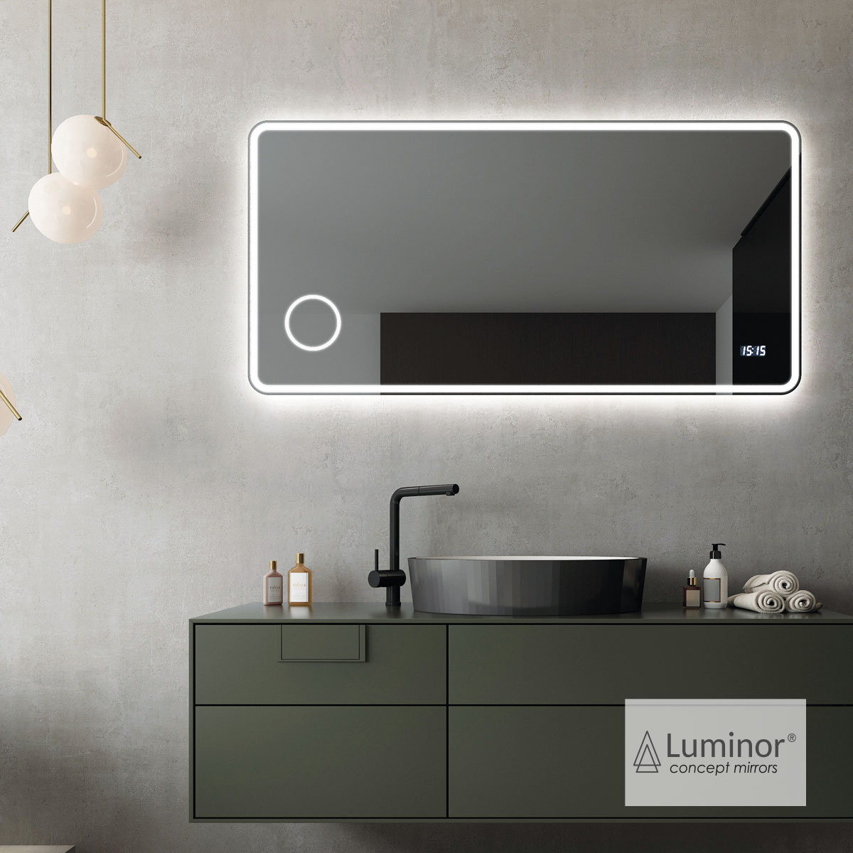 Καθρέπτης Μπάνιου CULM 120x80 με σύνδεση Bluetooth για Μουσική Luminor - Image 2