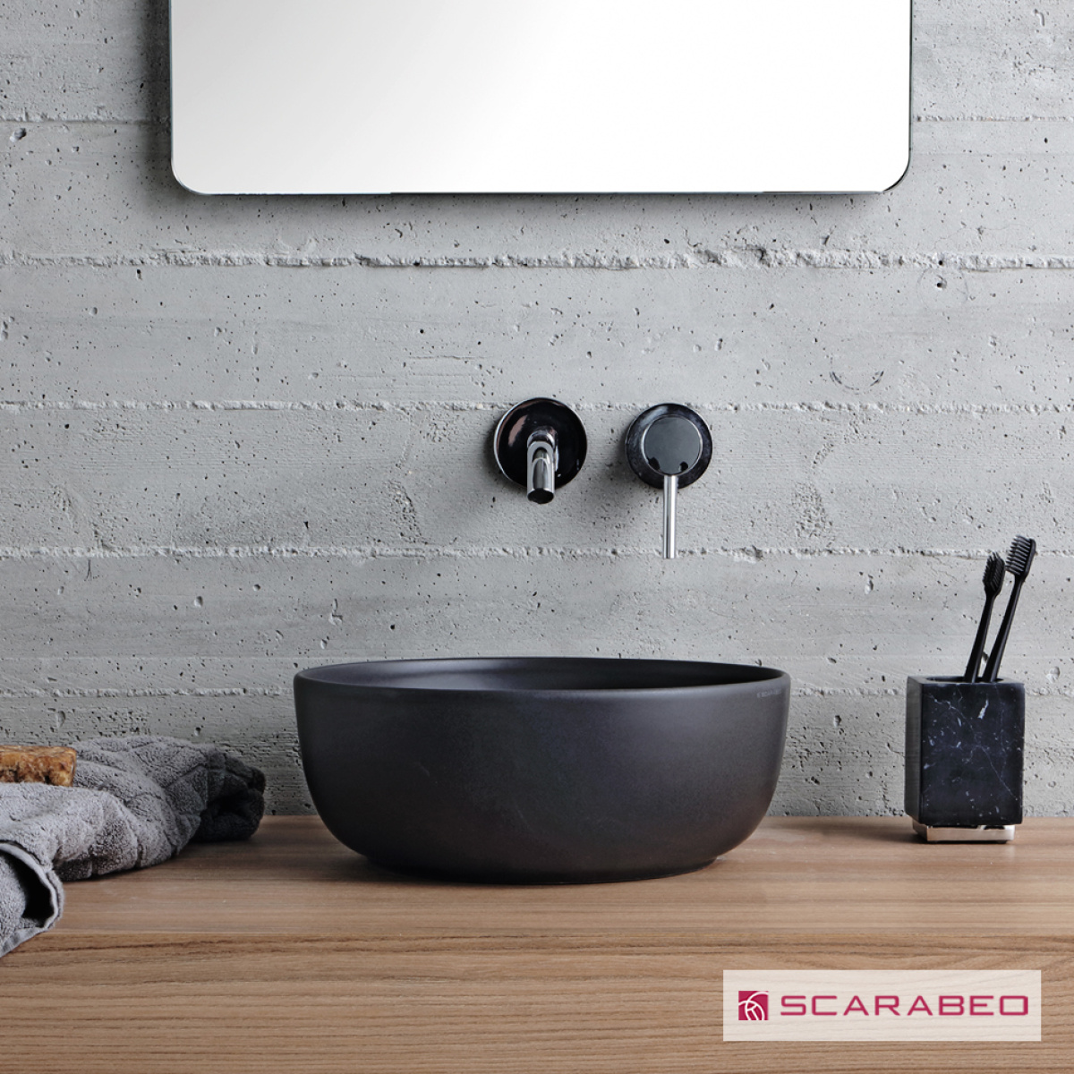 Νιπτήρας Πορσελάνης Glam Φ33 Scarabeo Ardesia (Black Matt) - Image 2