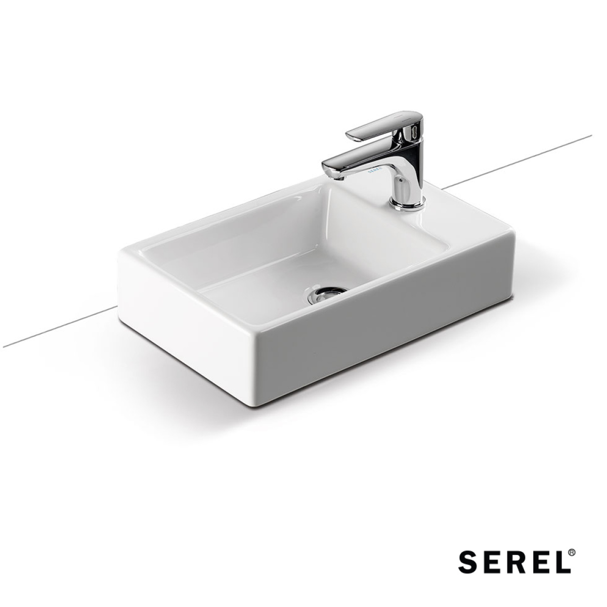 Νιπτήρας Πορσελάνης Tetra 45x28 (1 οπή) SEREL White - Image 2