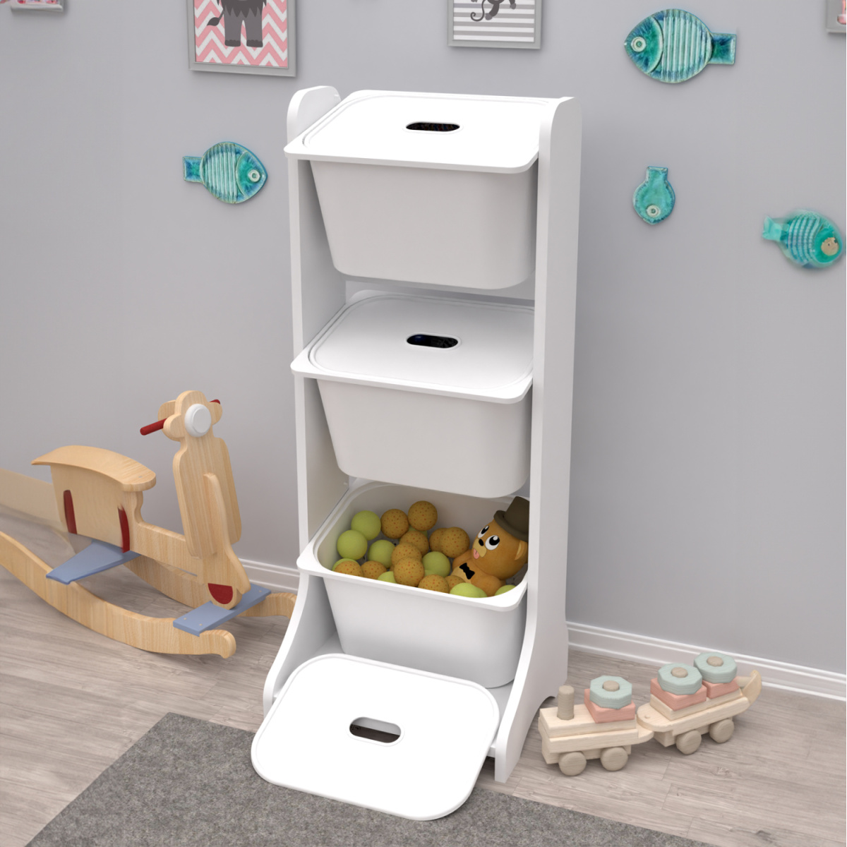 ΕΠΙΠΛΟ ΑΠΟΘΗΚΕΥΣΗΣ FRED HM18208.01 ΛΕΥΚΗ ΜΕΛΑΜΙΝΗ 44x35x107Υεκ. - Image 2
