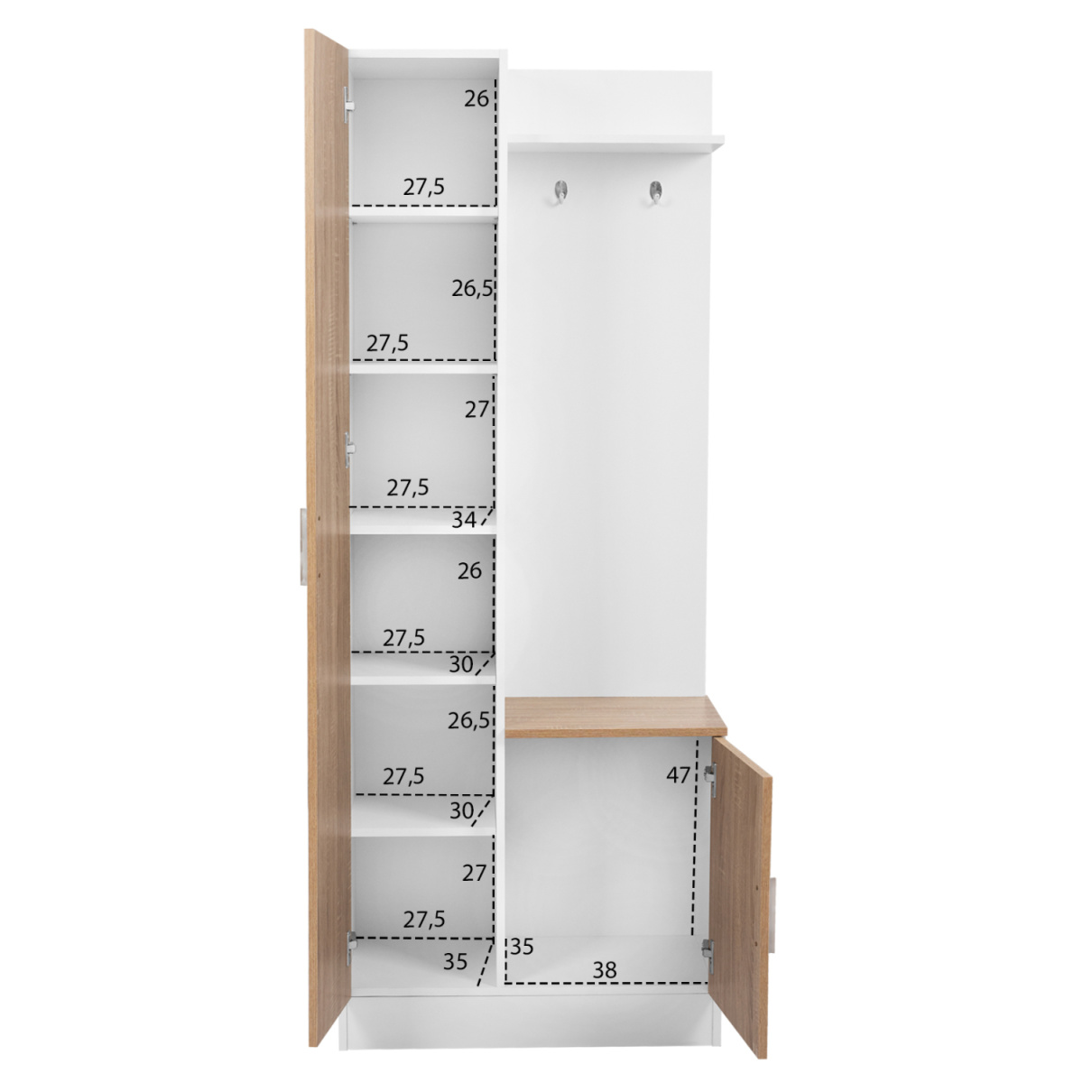ΕΠΙΠΛΟ ΕΙΣΟΔΟΥ ΜΕ ΚΑΘΡΕΠΤΗ JANICE HM2264 SONAMA ΛΕΥΚΟ 70x37x181 εκ. - Image 2