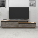 ΕΠΙΠΛΟ TV LEIS HM18186 ΜΕΛΑΜΙΝΗ ΣΕ ΦΥΣΙΚΟ ΞΥΛΟΥ & ΟΨΗ ΓΚΡΙ ΜΑΡΜΑΡΟ 180x35x42Υεκ. - Image 2