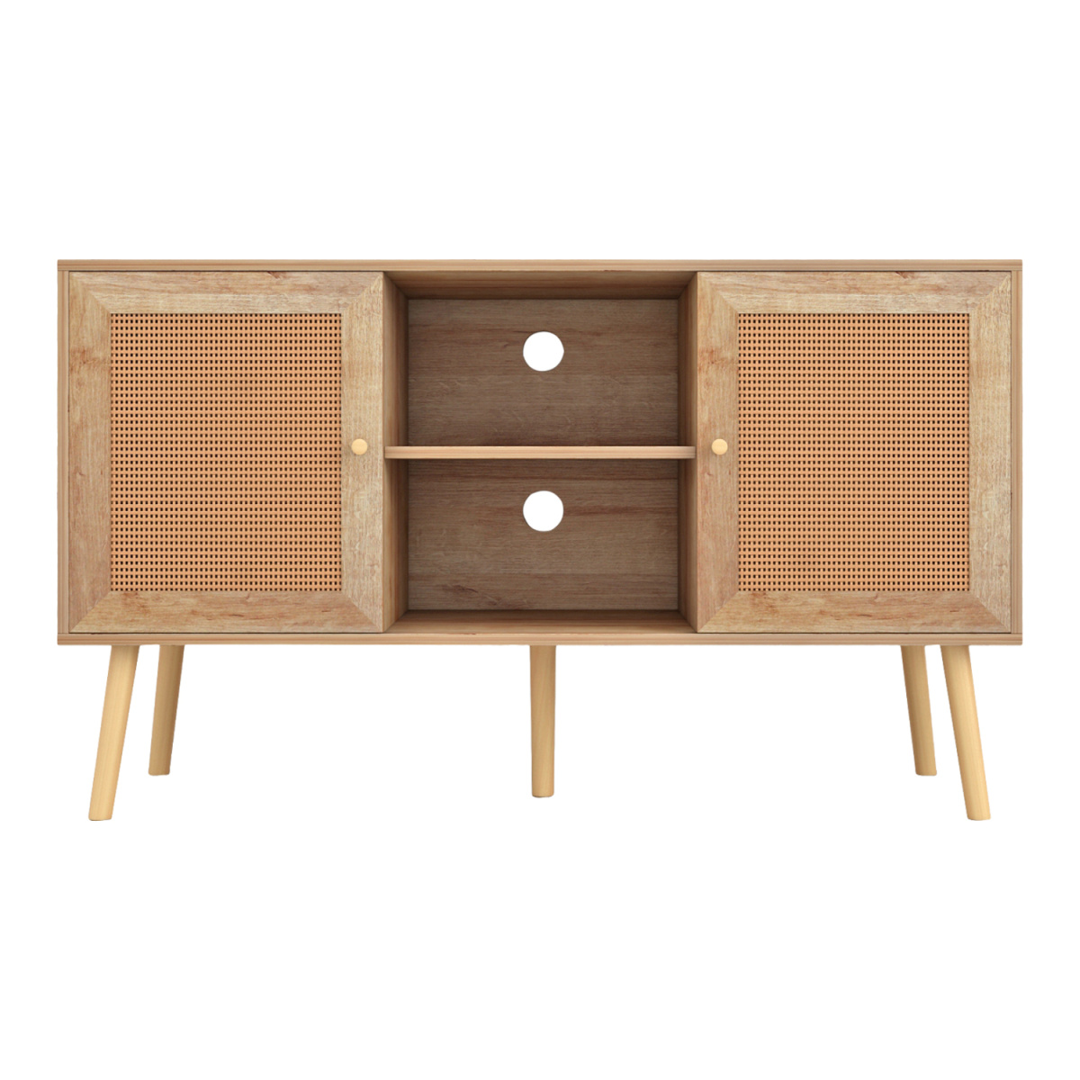 ΕΠΙΠΛΟ TV ΜΕΛΑΜΙΝΗΣ COLM ΜΕ ΠΟΡΤΕΣ RATTAN HM9223.11 ΣΕ ΧΡΩΜΑ ΦΥΣΙΚΟ 120x39x56,5Υεκ. - Image 2