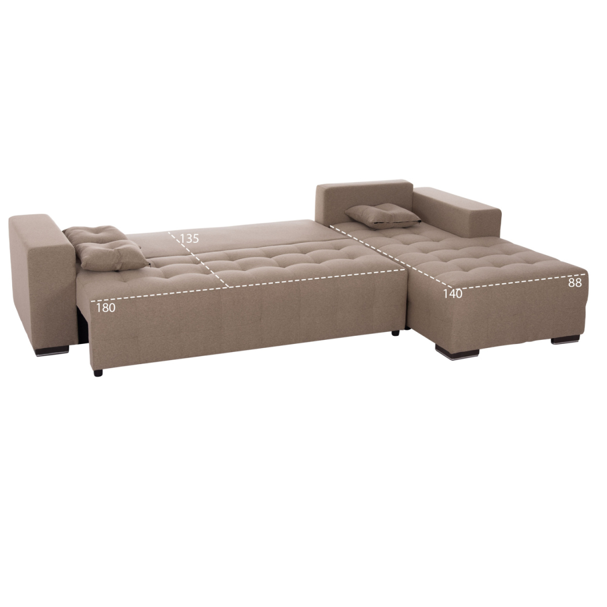 ΓΩΝΙΑΚΟΣ ΚΑΝΑΠΕΣ-ΚΡΕΒΑΤΙ ΜΕ ΑΠΟΘ.ΧΩΡΟ TRENDSTON HM3302.03R ΜΠΕΖ ΥΦΑΣΜΑ 298x177x95Υεκ - Image 2