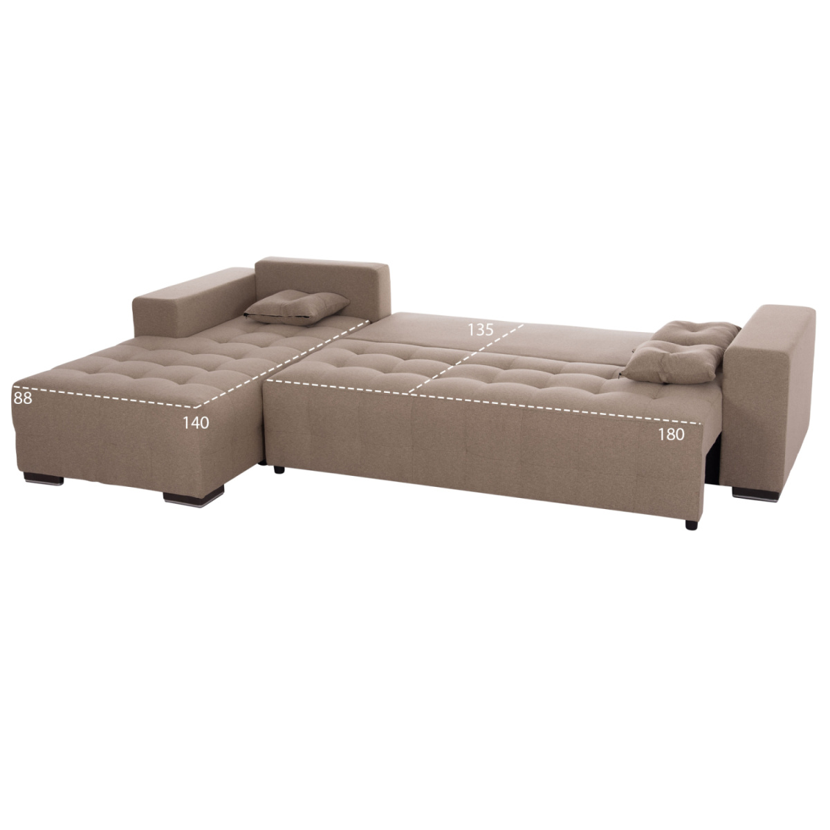 ΓΩΝΙΑΚΟΣ ΚΑΝΑΠΕΣ-ΚΡΕΒΑΤΙ ΜΕ ΑΠΟΘ.ΧΩΡΟ TRENDSTON HM3302.03L ΜΠΕΖ ΥΦΑΣΜΑ 298x177x95Υεκ - Image 2