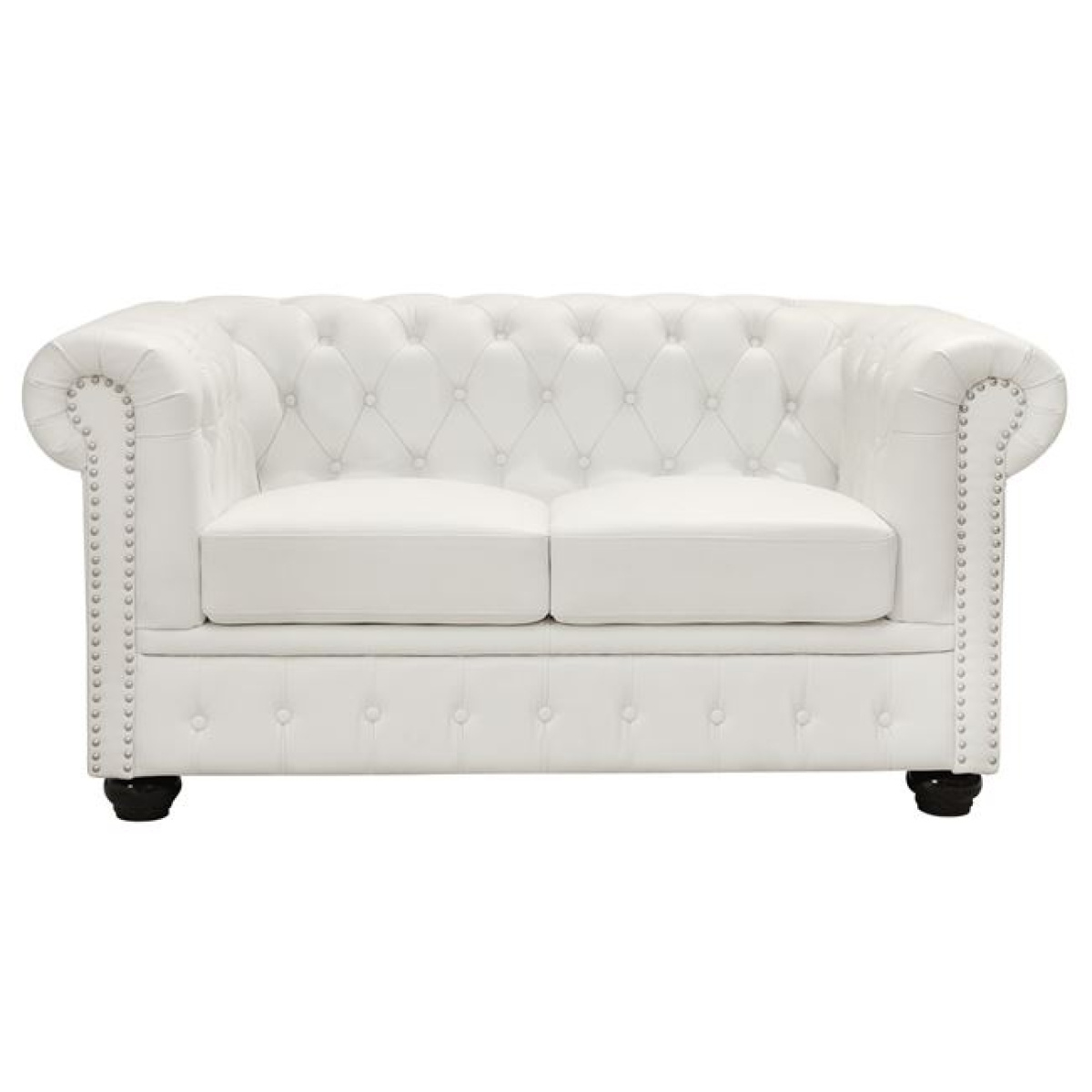 ΚΑΝΑΠΕΣ 2ΘΕΣΙΟΣ T.CHESTERFIELD HM3010.02 ΤΕΧΝΟΔΕΡΜΑ ΛΕΥΚΟ ΜΑΤ 155x90x73 εκ. - Image 2