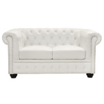 ΚΑΝΑΠΕΣ 2ΘΕΣΙΟΣ T.CHESTERFIELD HM3010.02 ΤΕΧΝΟΔΕΡΜΑ ΛΕΥΚΟ ΜΑΤ 155x90x73 εκ. - Image 2
