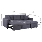 ΚΑΝΑΠΕΣ ΓΩΝΙΑ ΚΡΕΒΑΤΙ WAYNE 224x147x85Υεκ. HM3028.11 ΓΚΡΙ ΥΦΑΣΜΑ - Image 2