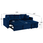 ΚΑΝΑΠΕΣ ΓΩΝΙΑ ΚΡΕΒΑΤΙ WAYNE 224x147x85Υεκ. HM3028.18 ΒΕΛΟΥΔΟ ΜΠΛΕ - Image 2