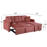 ΚΑΝΑΠΕΣ ΓΩΝΙΑ ΚΡΕΒΑΤΙ WAYNE 224x147x85Υεκ. HM3028.12 ΒΕΛΟΥΔΟ ΣΑΠΙΟ ΜΗΛΟ - Image 2