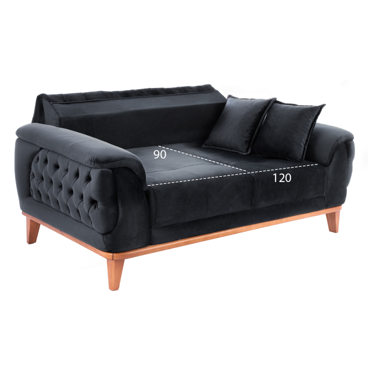 ΚΑΝΑΠΕΣ ΚΡΕΒΑΤΙ BENNINGTON 2ΘΕΣΙΟΣ ΜΑΥΡΟΣ HM3250.01 180x95x80 εκ. - Image 2