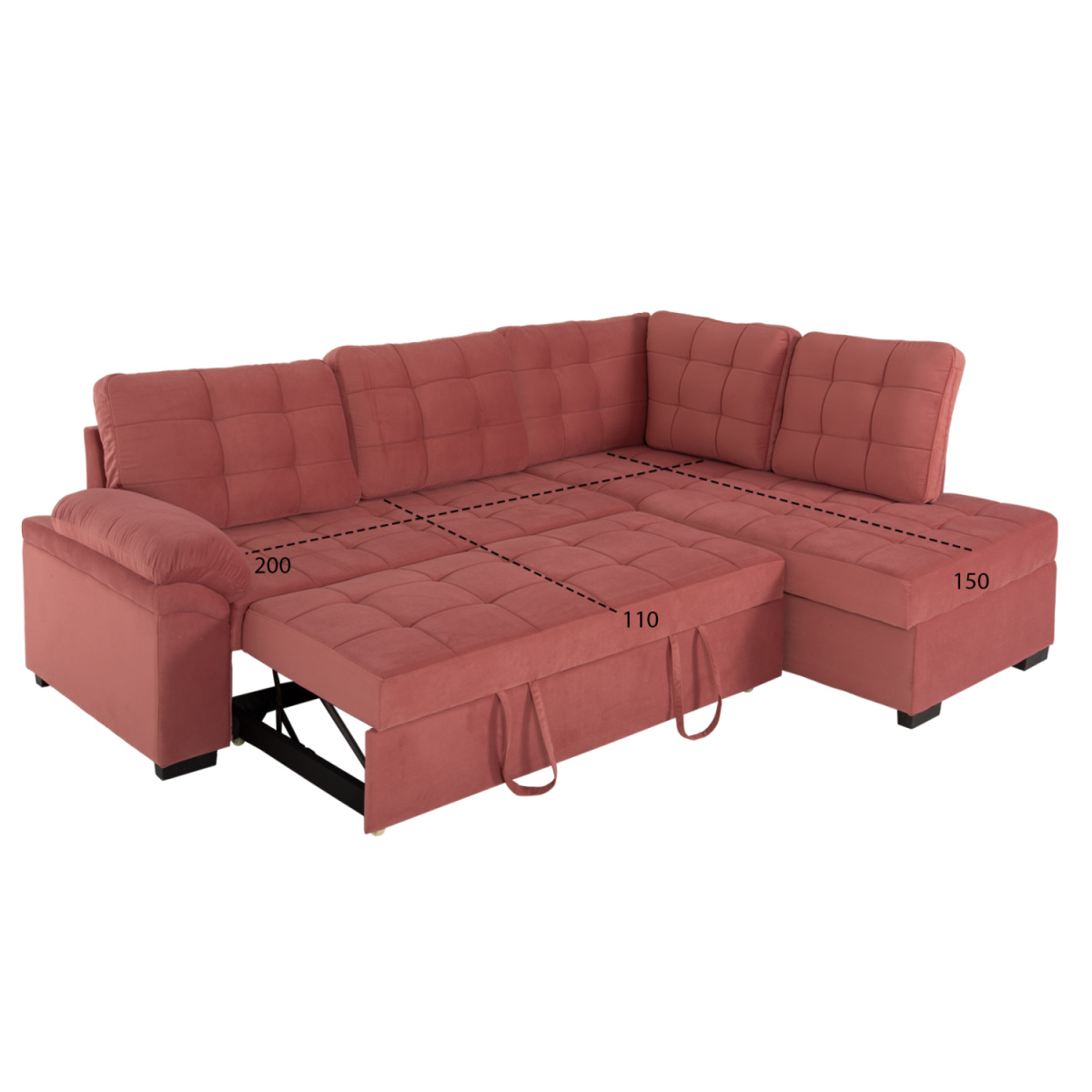ΚΑΝΑΠΕΣ ΚΡΕΒΑΤΙ JADE HM3144.03R ΔΕΞΙΑ ΓΩΝΙΑ ΣΑΠΙΟ ΜΗΛΟ ΒΕΛΟΥΔΟ 250x80-180x73-88Υεκ. - Image 2