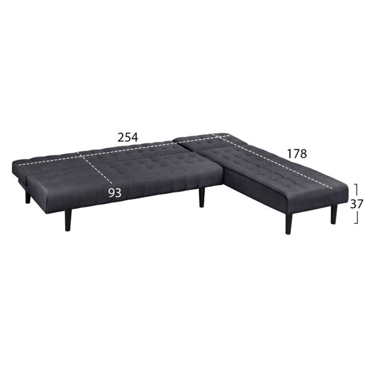 ΚΑΝΑΠΕΣ ΚΡΕΒΑΤΙ ΓΩΝΙΑ ΑΝΑΣΤΡΕΨΙΜΗ ZELDA HM3154.01 ΜΕ ΓΚΡΙ ΥΦΑΣΜΑ 254X163X74Y εκ. - Image 2