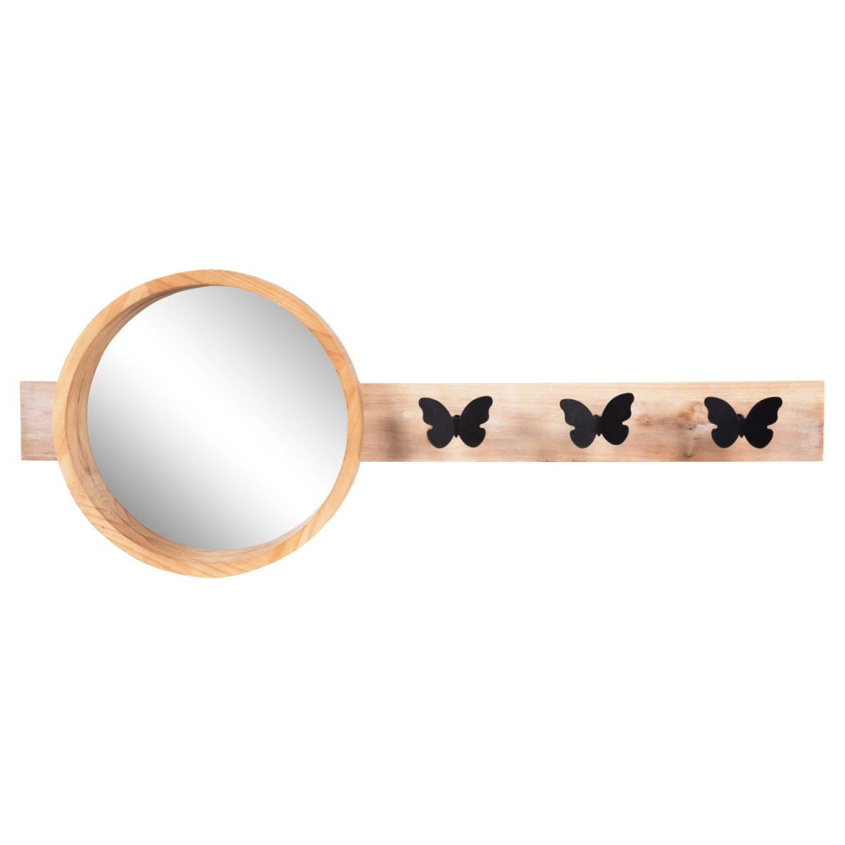 ΚΑΘΡΕΠΤΗΣ ΤΟΙΧΟΥ ΣΤΡΟΓΓΥΛΟΣ SCUTTLE HM4222 FIR WOOD&MDF-BLACK METAL 80x6,5x30,5Υεκ. - Image 2