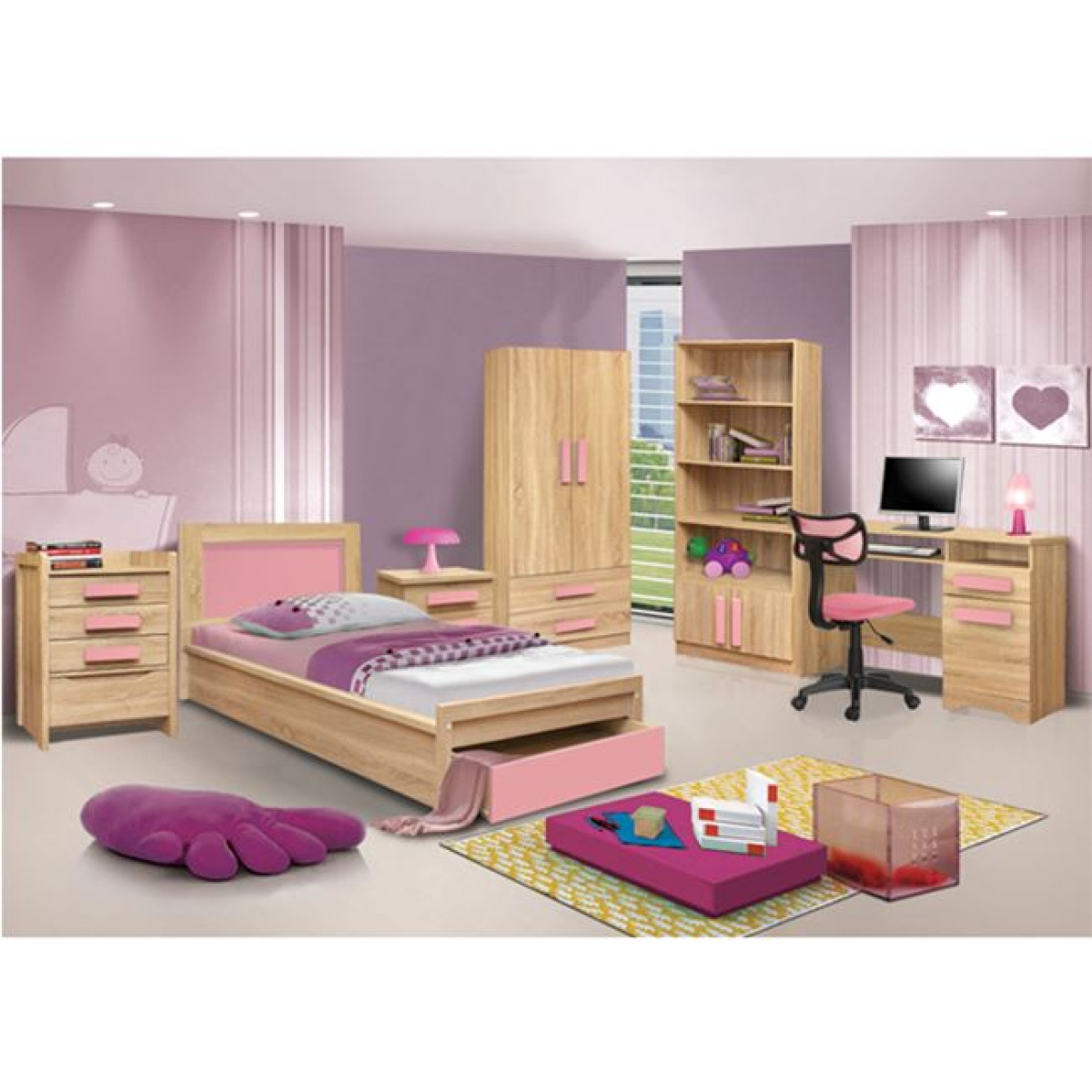 ΚΟΜΟΔΙΝΟ PLAYROOM SONAMA-ΡΟΖ HM331+HM336.02 40Χ48Χ39εκ. - Image 2