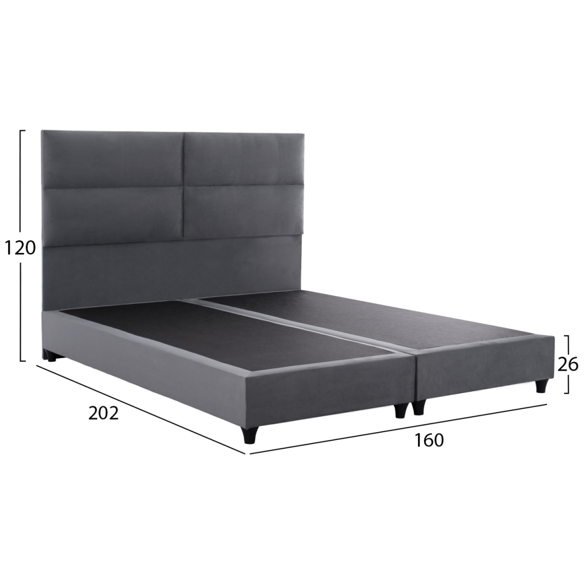 ΚΡΕΒΑΤΙ MILO ΑΠΟ ΓΚΡΙ ΒΕΛΟΥΔΟ HM616.10 ΓΙΑ ΣΤΡΩΜΑ 160x200 EK. - Image 2
