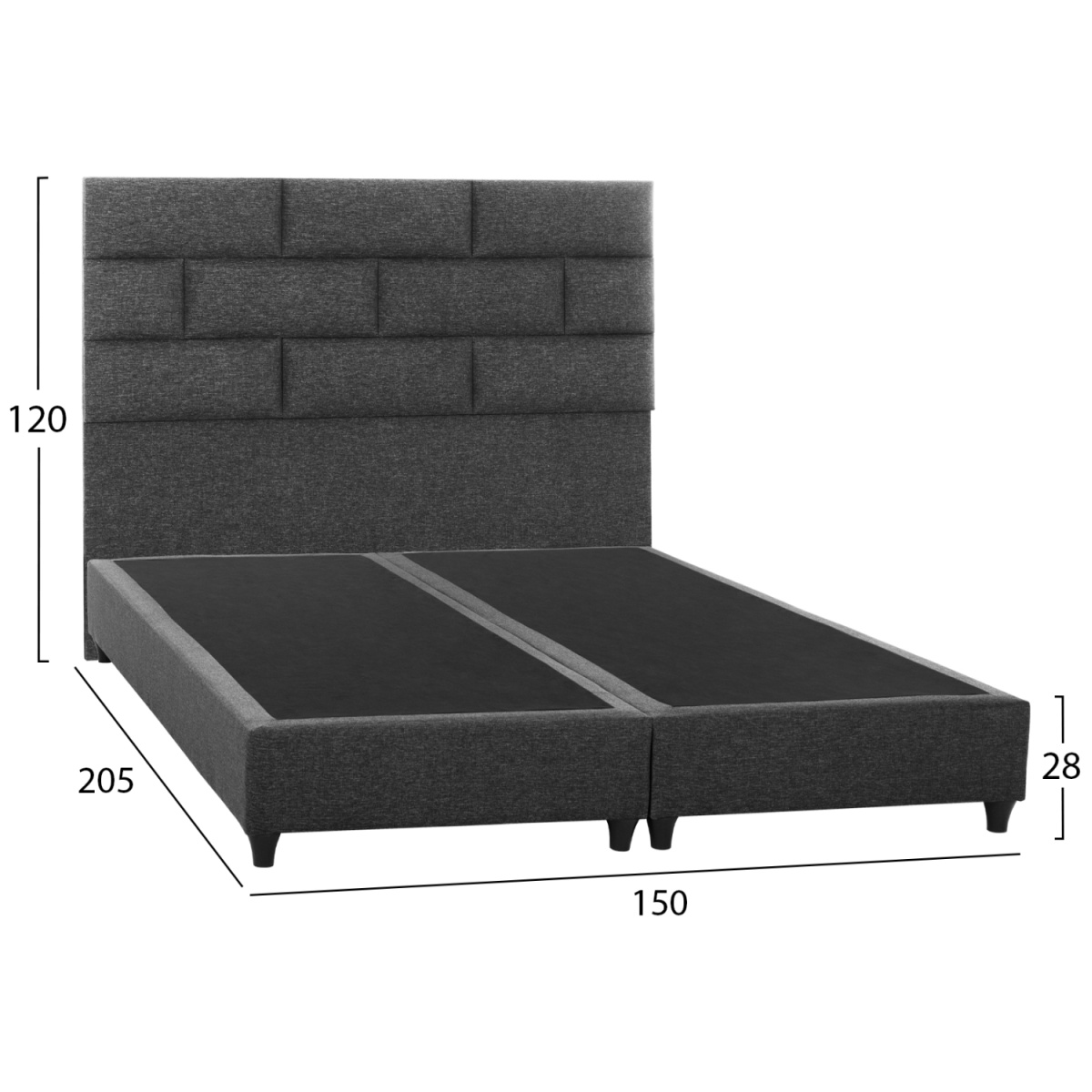 ΚΡΕΒΑΤΙ SOLEDAD ΑΠΟ ΓΚΡΙ ΥΦΑΣΜΑ HM644.01 ΓΙΑ ΣΤΡΩΜΑ 150x200 εκ. - Image 2