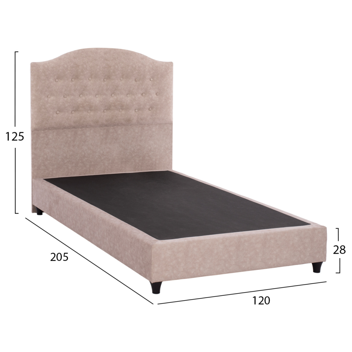 ΚΡΕΒΑΤΙ MALENA ΑΠΟ ΜΠΕΖ ΥΦΑΣΜΑ NUBUCK HM647.22 ΓΙΑ ΣΤΡΩΜΑ 120x200 εκ. - Image 2