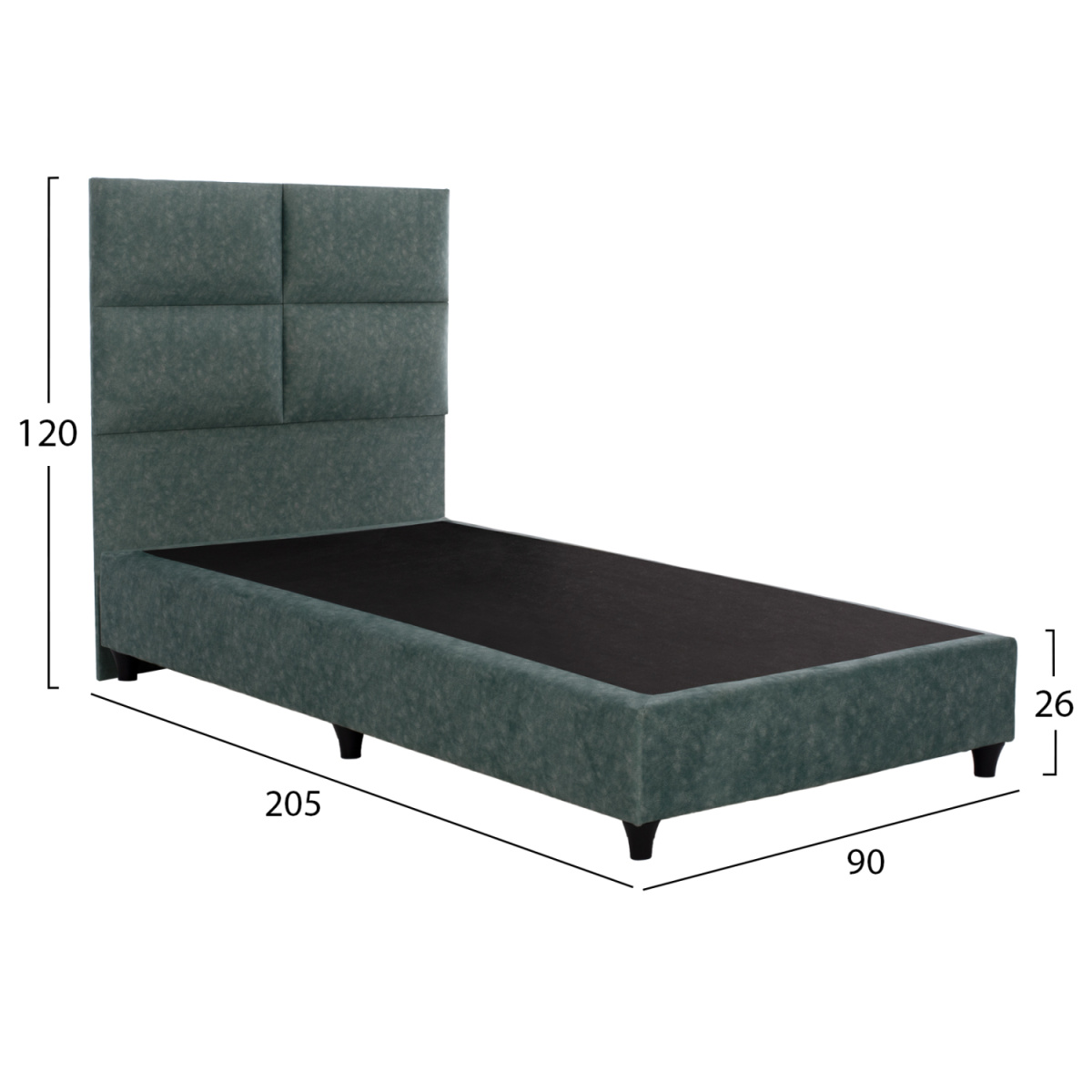 ΚΡΕΒΑΤΙ MILO ΑΠΟ ΠΡΑΣΙΝΟ ΥΦΑΣΜΑ τύπου NUBUCK HM652.27 ΓΙΑ ΣΤΡΩΜΑ 90x200 εκ. - Image 2