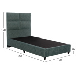ΚΡΕΒΑΤΙ MILO ΑΠΟ ΠΡΑΣΙΝΟ ΥΦΑΣΜΑ τύπου NUBUCK HM652.27 ΓΙΑ ΣΤΡΩΜΑ 90x200 εκ. - Image 2