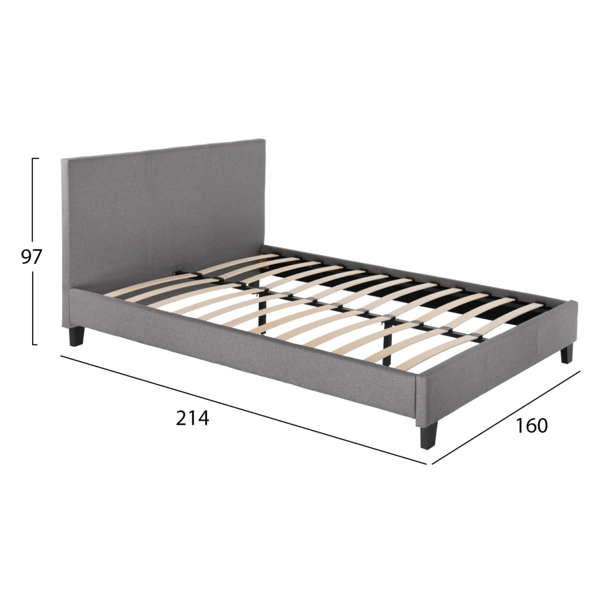 ΚΡΕΒΑΤΙ BECCA ΑΠΟ ΥΦΑΣΜΑ ΓΚΡΙ HM553.11 ΓΙΑ ΣΤΡΩΜΑ 150x200 EK. - Image 2