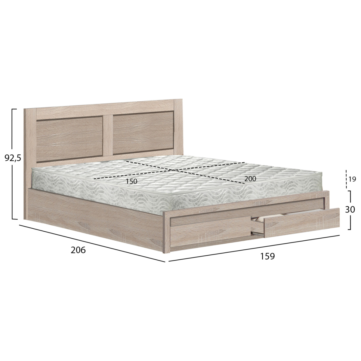 ΚΡΕΒΑΤΙ ΔΙΠΛΟ ΜΕ ΣΥΡΤΑΡΙΑ & ΣΤΡΩΜΑ CAPRI HM21169 ΜΕΛΑΜΙΝΗ SONAMA--ΓΙΑ 150x200εκ - Image 2